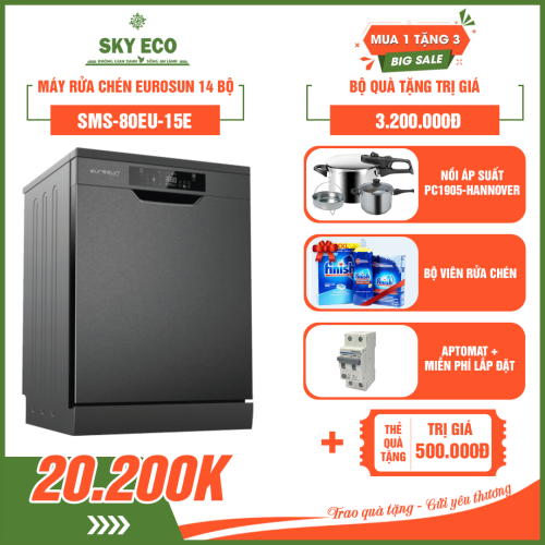MÁY RỬA CHÉN EUROSUN 14 BỘ SMS 80EU15E
