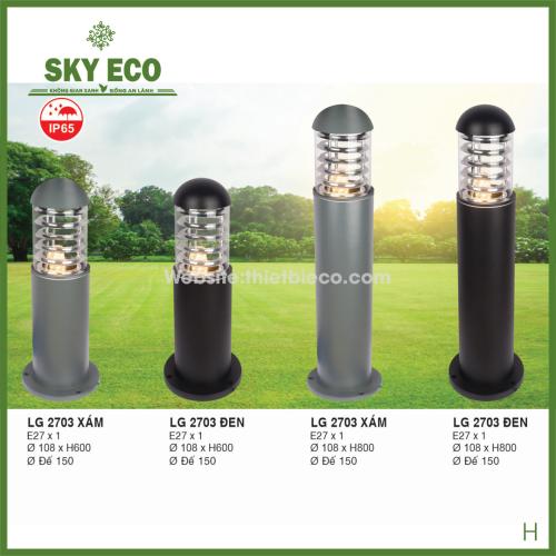 Đèn trụ sân vườn ngoại thất chồng nước cao 600 x rộng D 108 và Rộng D108 x cao 800 