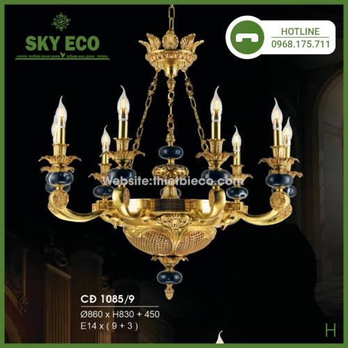 Đèn Chùm Đồng Chao Đá 9 Tay CD1085/9